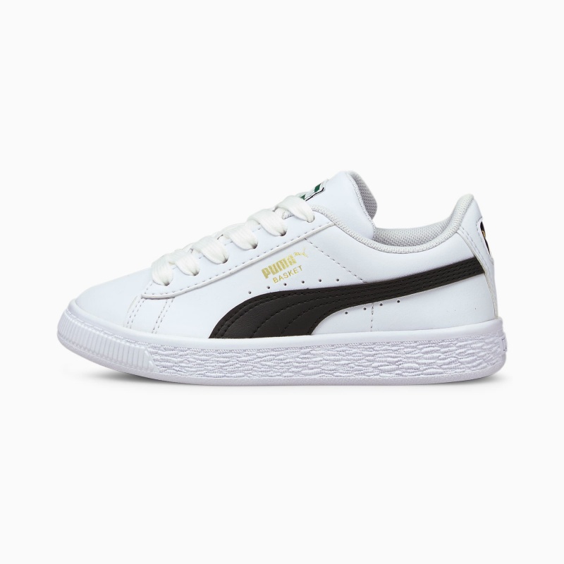 Tenis Puma Basket Classic XXI Little Blancos Negros | 41506KJUO