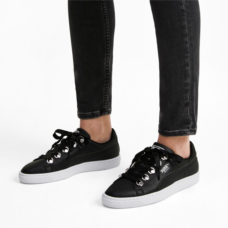 Tenis Puma Basket Hike Negros Plateados | 42638ZXWD