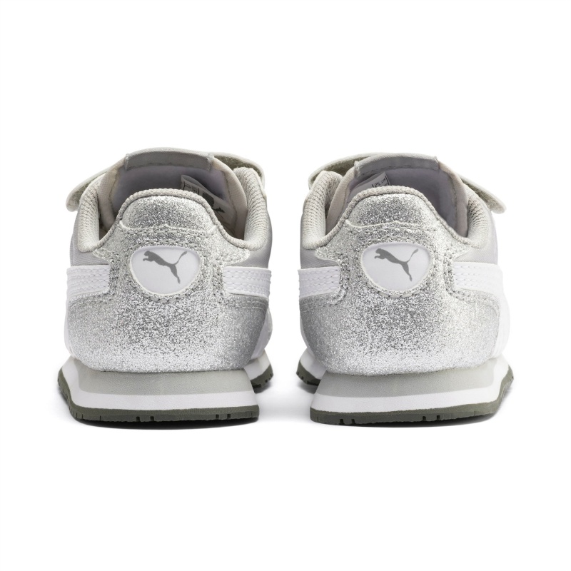 Tenis Puma Cabana Racer Glitz Ac Inf Plateados Blancos | 63281VLFI