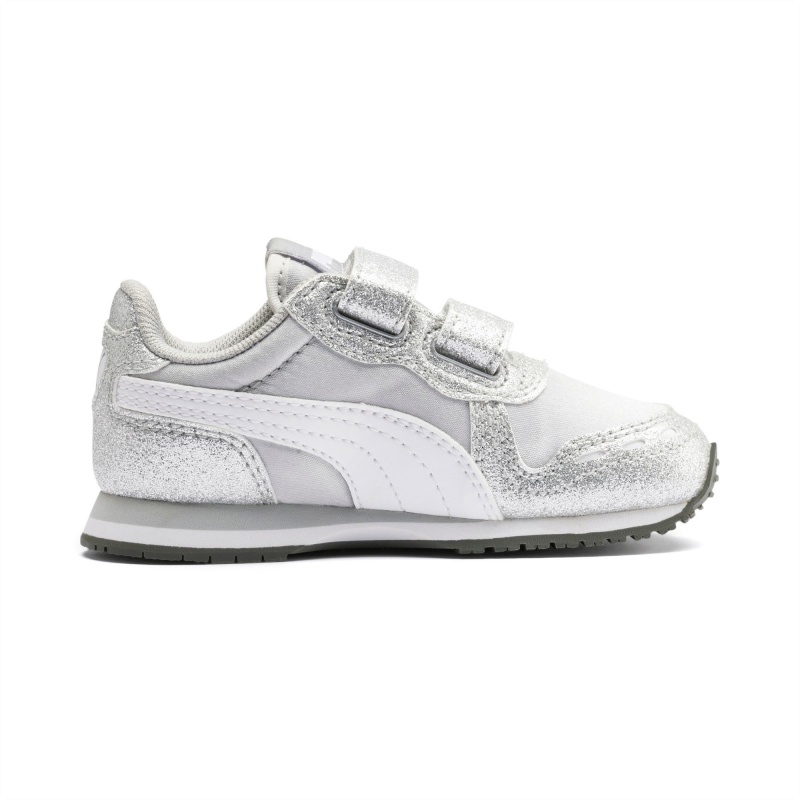 Tenis Puma Cabana Racer Glitz Ac Inf Plateados Blancos | 63281VLFI