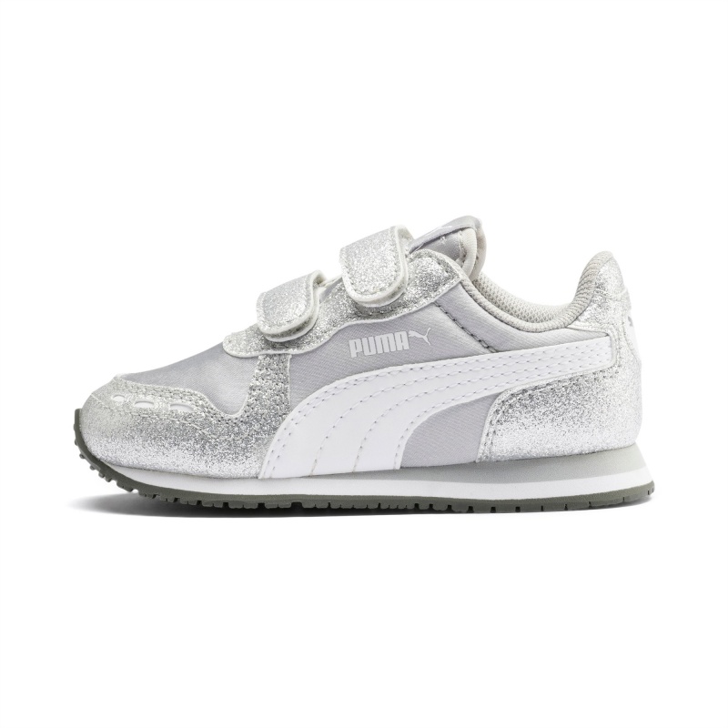 Tenis Puma Cabana Racer Glitz Ac Inf Plateados Blancos | 63281VLFI