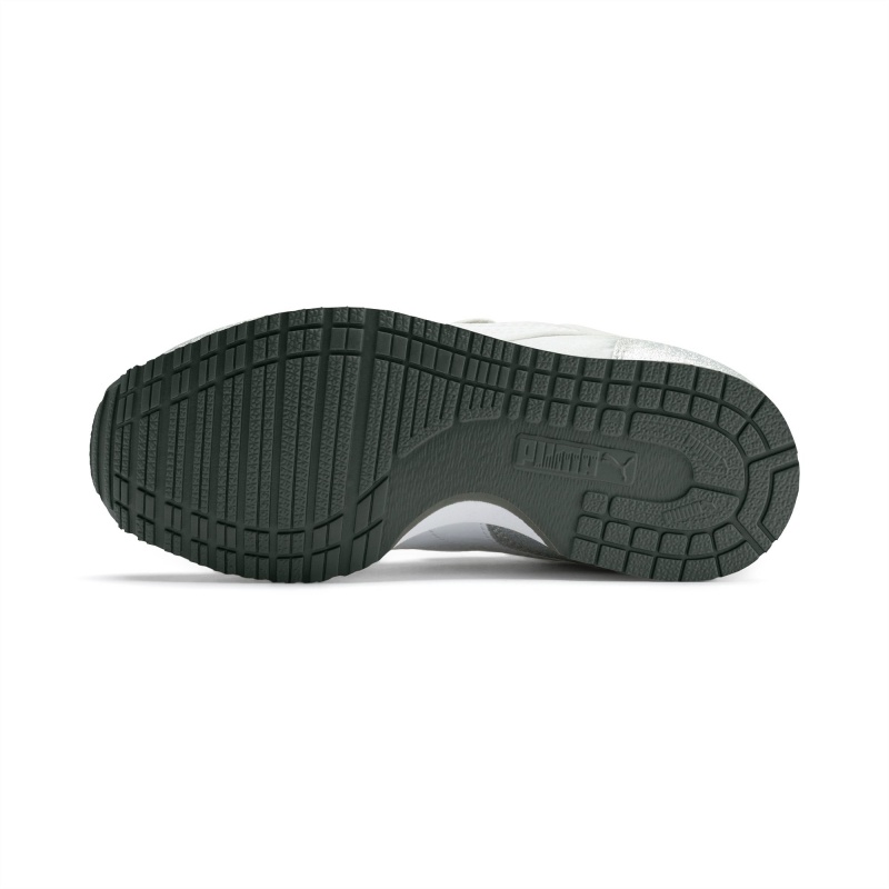 Tenis Puma Cabana Racer Glitz Ac Ps Plateados Blancos | 21438TXPV