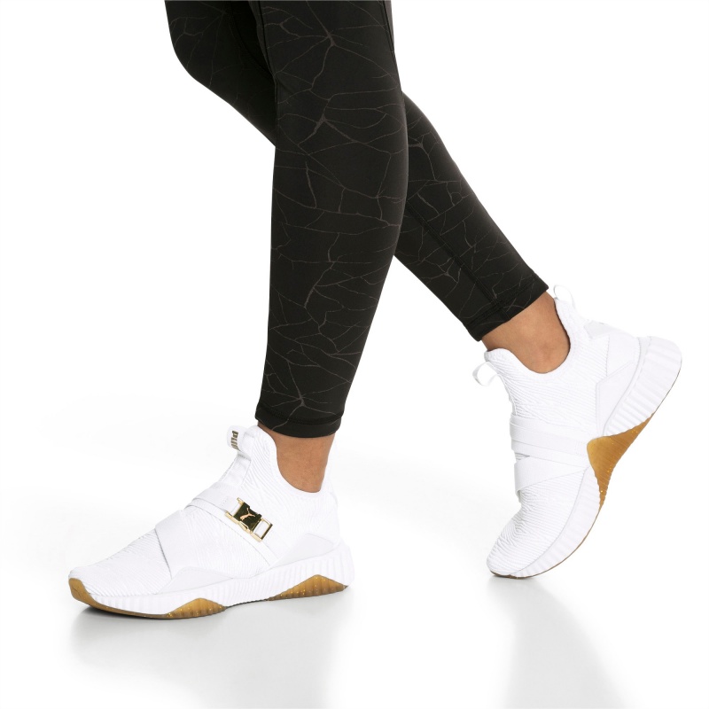 Tenis Puma Defy Varsity Mid Blancos Dorados | 84675CAEJ