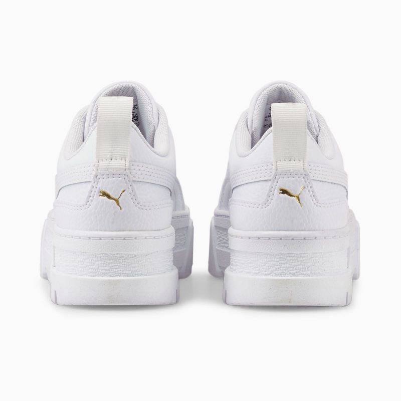Tenis Puma Mayze Cuero Jr Blancos Dorados | 82453VAZD