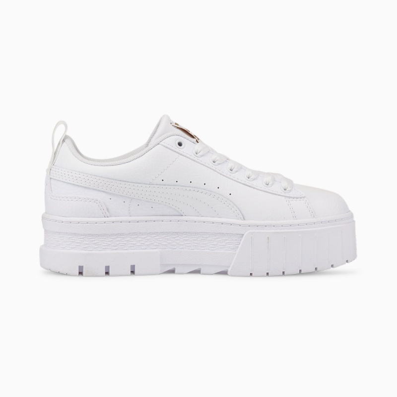 Tenis Puma Mayze Cuero Jr Blancos Dorados | 82453VAZD