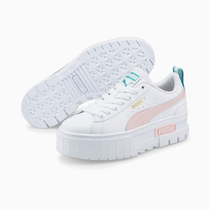 Tenis Puma Mayze Cuero Jr Blancos Rosas | 27843KYPM
