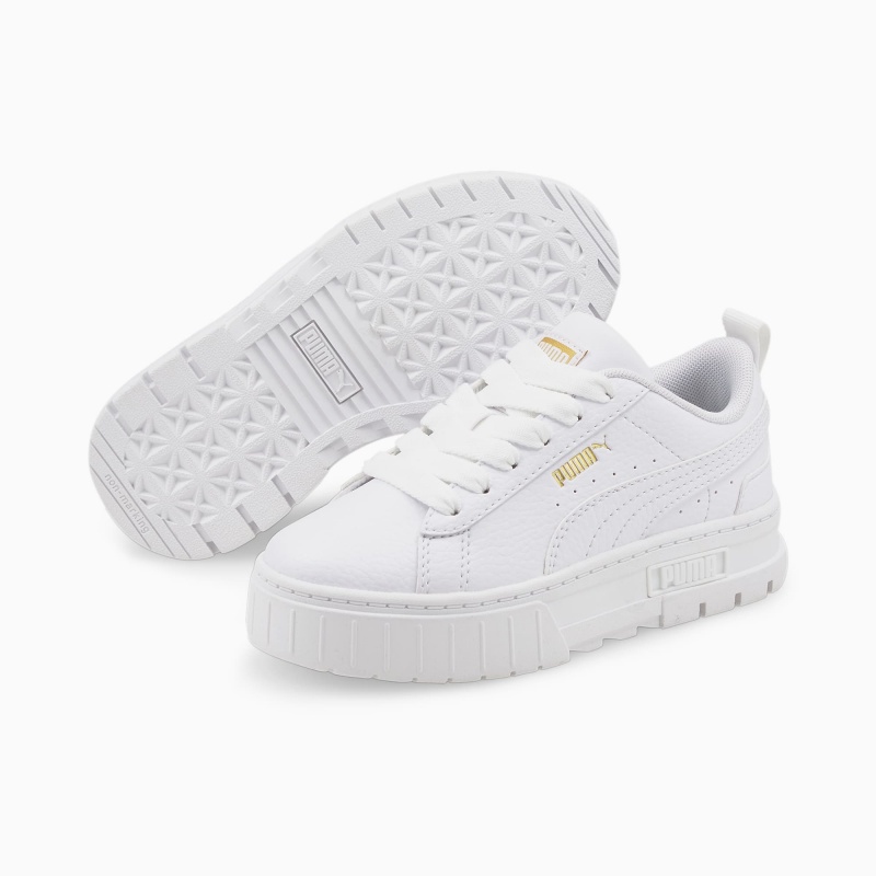Tenis Puma Mayze Cuero Little Blancos Dorados | 72831WTDQ