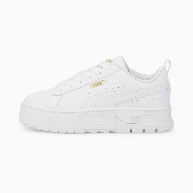 Tenis Puma Mayze Cuero Little Blancos Dorados | 72831WTDQ