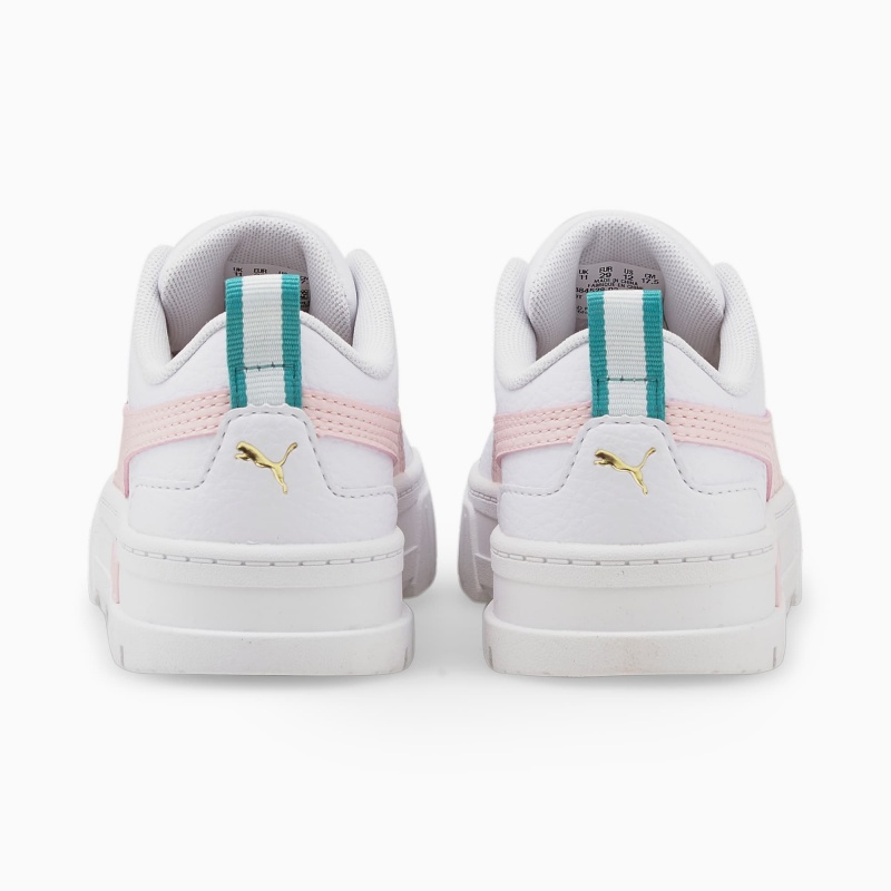 Tenis Puma Mayze Cuero Little Blancos Rosas | 25847IMWP