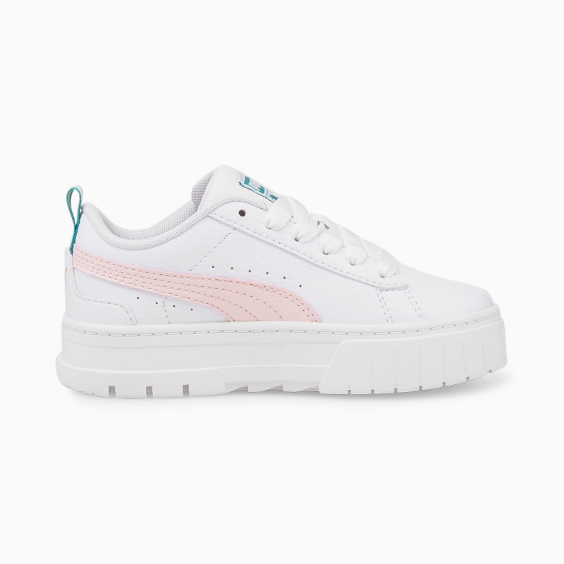 Tenis Puma Mayze Cuero Little Blancos Rosas | 25847IMWP