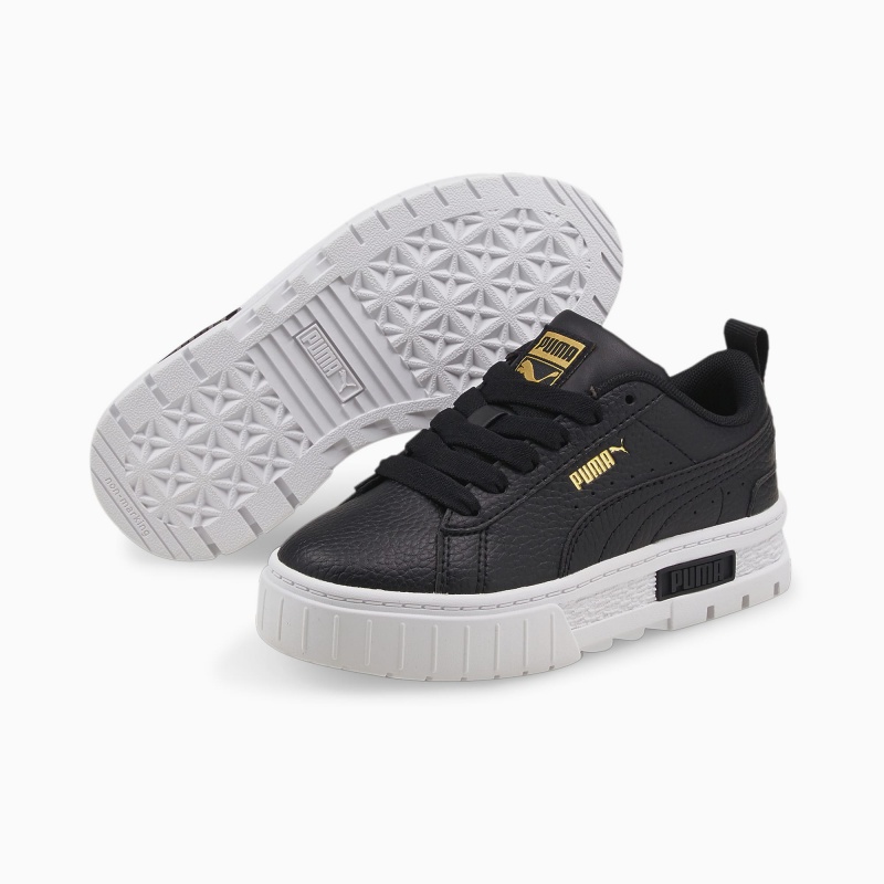 Tenis Puma Mayze Cuero Little Negros Dorados | 20867KUEY