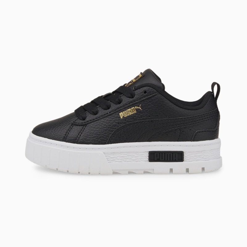 Tenis Puma Mayze Cuero Little Negros Dorados | 20867KUEY