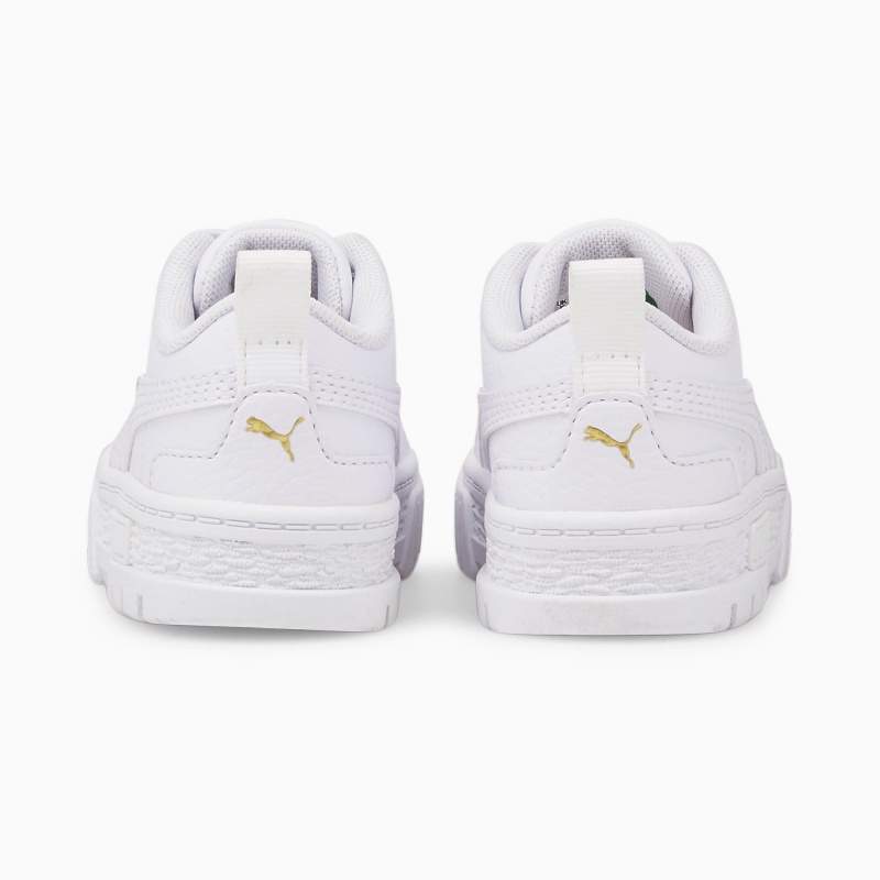 Tenis Puma Mayze Cuero Toddler Blancos Dorados | 74358ECOS