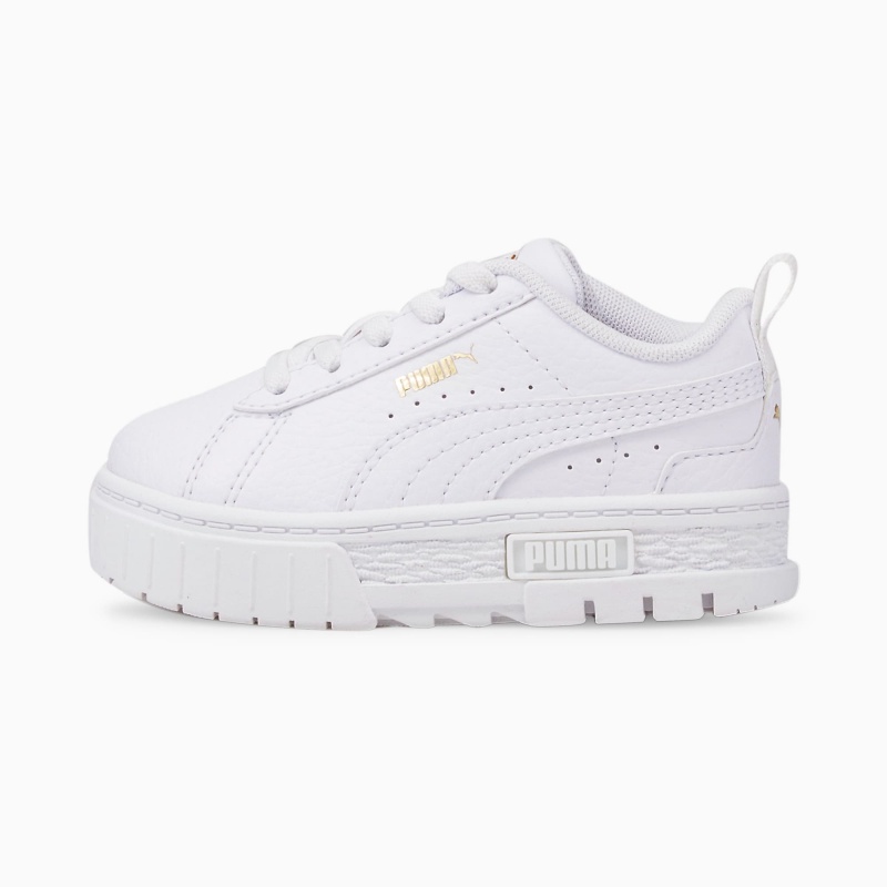 Tenis Puma Mayze Cuero Toddler Blancos Dorados | 74358ECOS