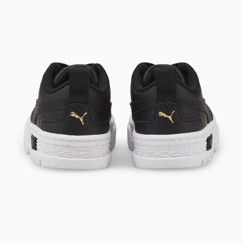 Tenis Puma Mayze Cuero Toddler Negros Dorados | 97241CKSB