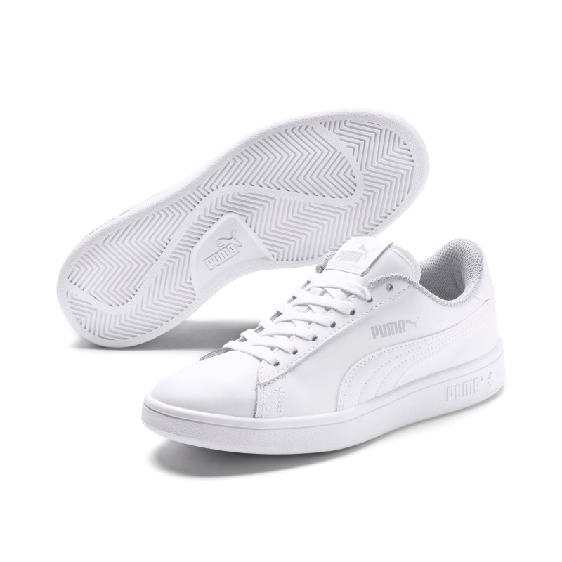 Tenis Puma PUMA Smash v2 Cuero JR Blancos Blancos | 72186AGUM
