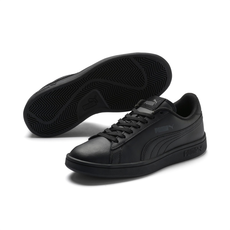 Tenis Puma PUMA Smash v2 Cuero JR Negros Negros | 32578BIXW