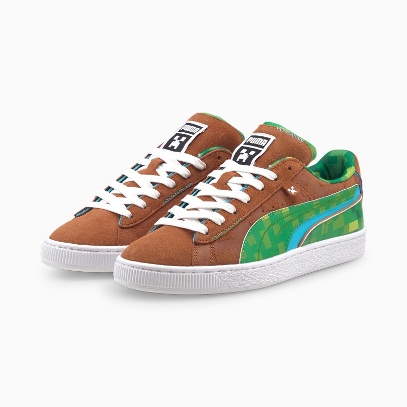 Tenis Puma PUMA x MINECRAFT Suede Marrom Verdes | 54916NDXT