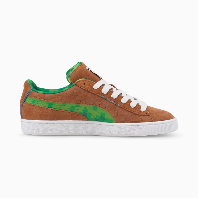 Tenis Puma PUMA x MINECRAFT Suede Marrom Verdes | 54916NDXT
