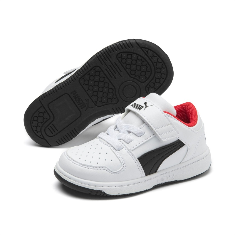 Tenis Puma Puma Rebound Layup Lo Toddler Blancos Negros Rojos | 78420BKVY