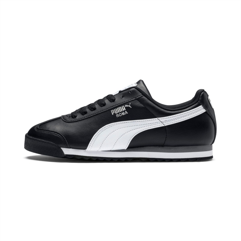 Tenis Puma Roma Basic JR Negros Blancos Plateados | 13256ZOIC