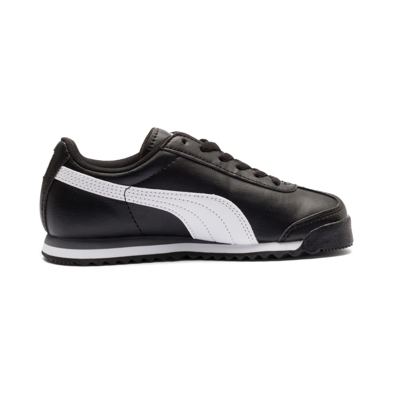 Tenis Puma Roma Basic Little Negros Blancos Plateados | 19872TSEZ