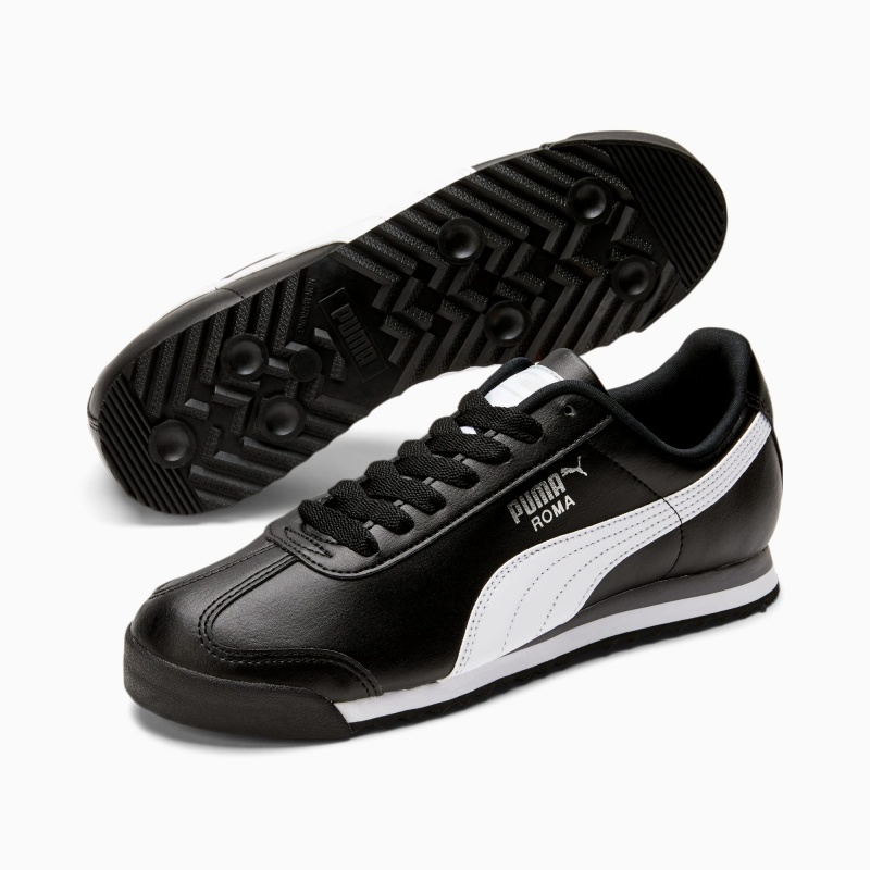 Tenis Puma Roma Basic Negros Blancos Plateados | 52418MHQY