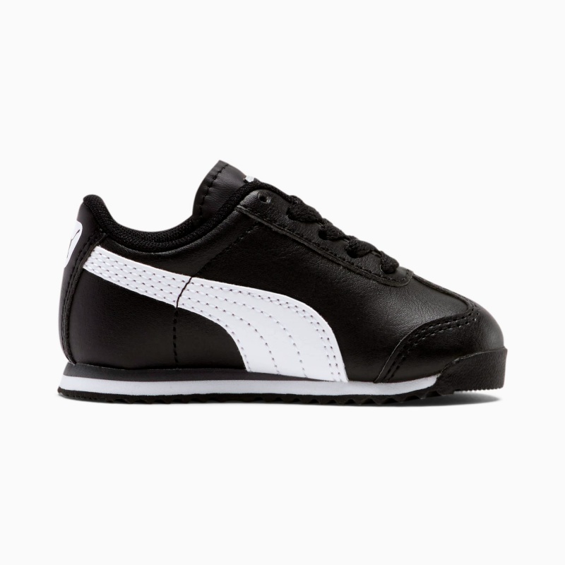 Tenis Puma Roma Basic Toddler Negros Blancos Plateados | 75632OYRS