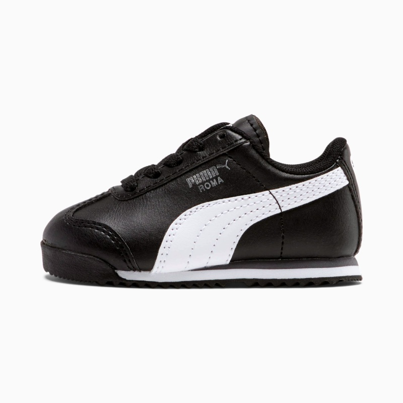 Tenis Puma Roma Basic Toddler Negros Blancos Plateados | 75632OYRS