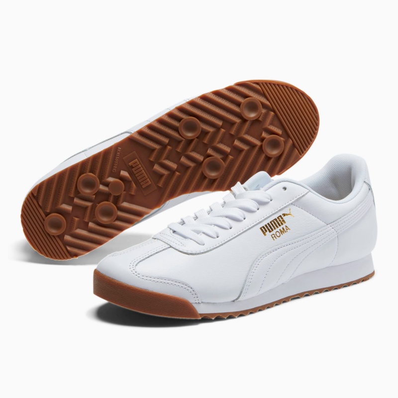 Tenis Puma Roma Classic Gum Blancos Dorados | 56183VZYD