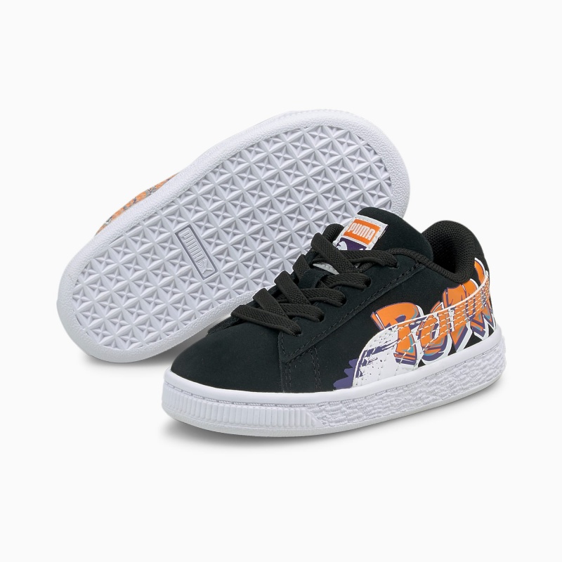 Tenis Puma Suede Calle Art Toddler Negros Naranjas | 15407AKMN