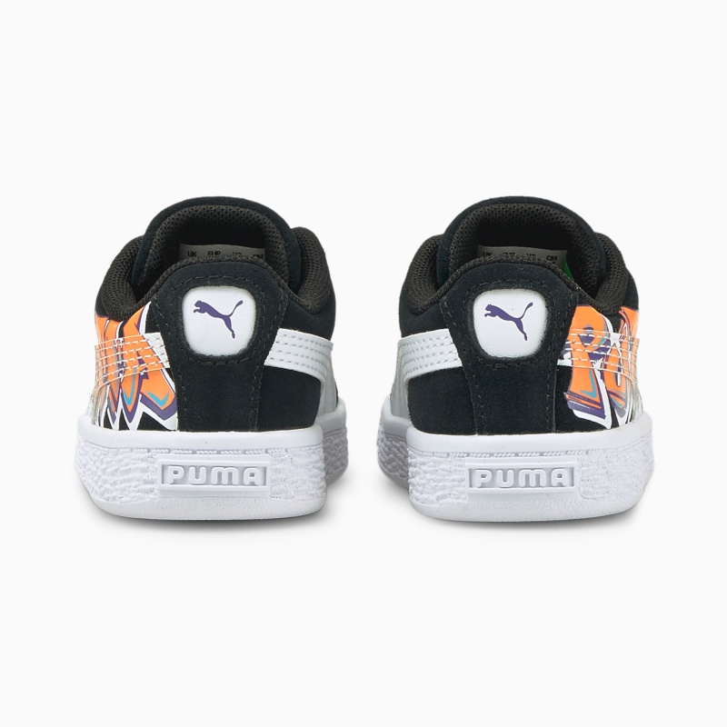 Tenis Puma Suede Calle Art Toddler Negros Naranjas | 15407AKMN