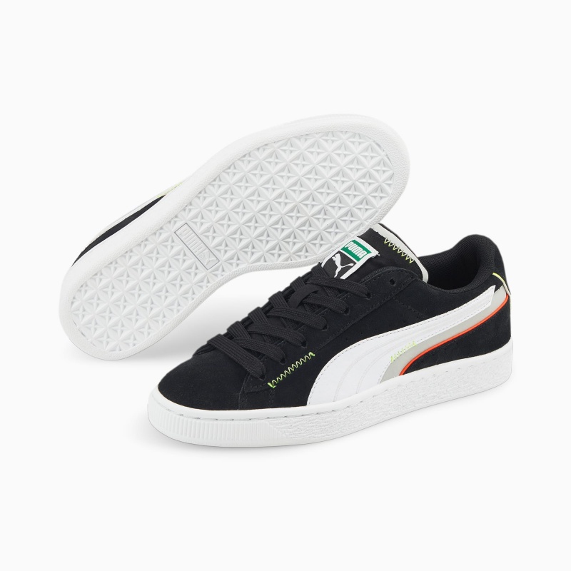 Tenis Puma Suede Displaced JR Negros Blancos | 40827HRYV