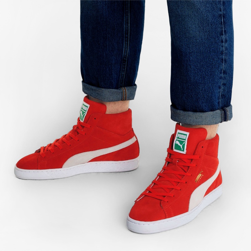 Tenis Puma Suede Mid XXI Rojos Blancos | 81053GCJE