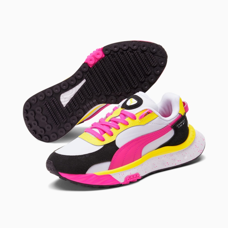 Tenis Puma Wild Rider Rollin' Jr Blancos Rosas Amarillos | 26974LAVQ