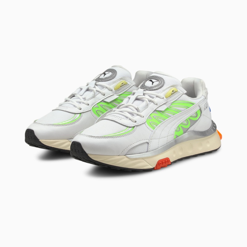 Tenis Puma Wild Rider Techno Blancos Verdes | 04635OYFS