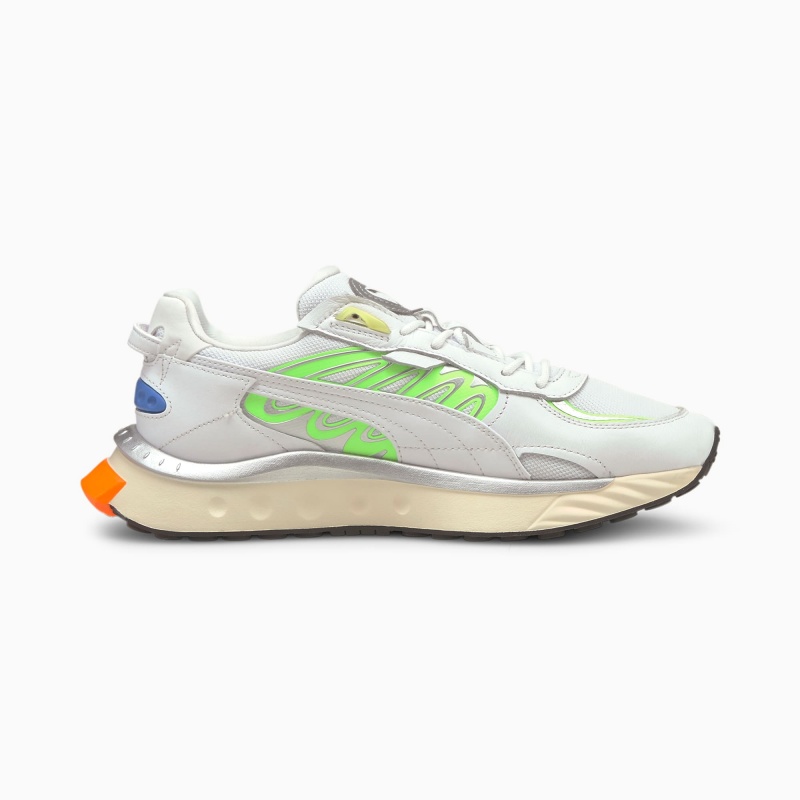 Tenis Puma Wild Rider Techno Blancos Verdes | 04635OYFS