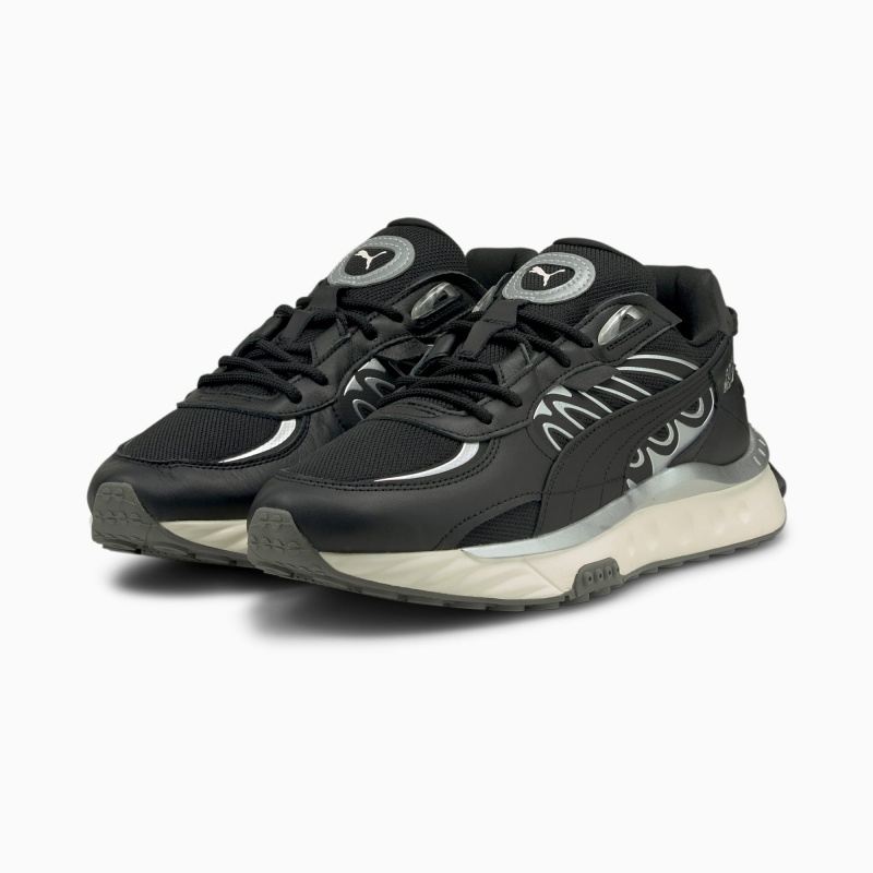 Tenis Puma Wild Rider Techno Negros Plateados | 58019OHCP