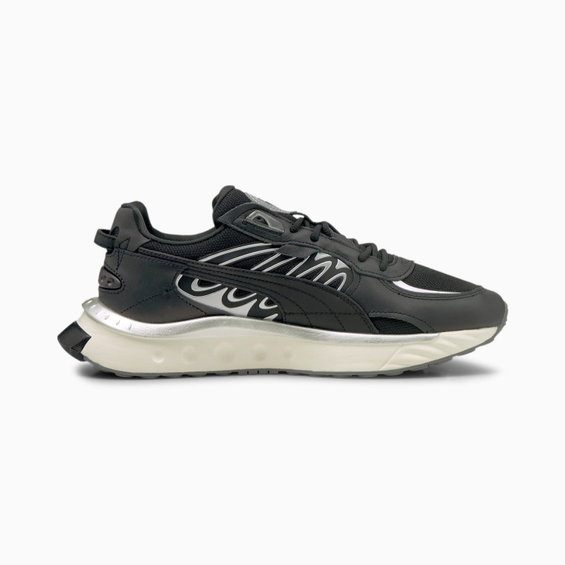 Tenis Puma Wild Rider Techno Negros Plateados | 58019OHCP