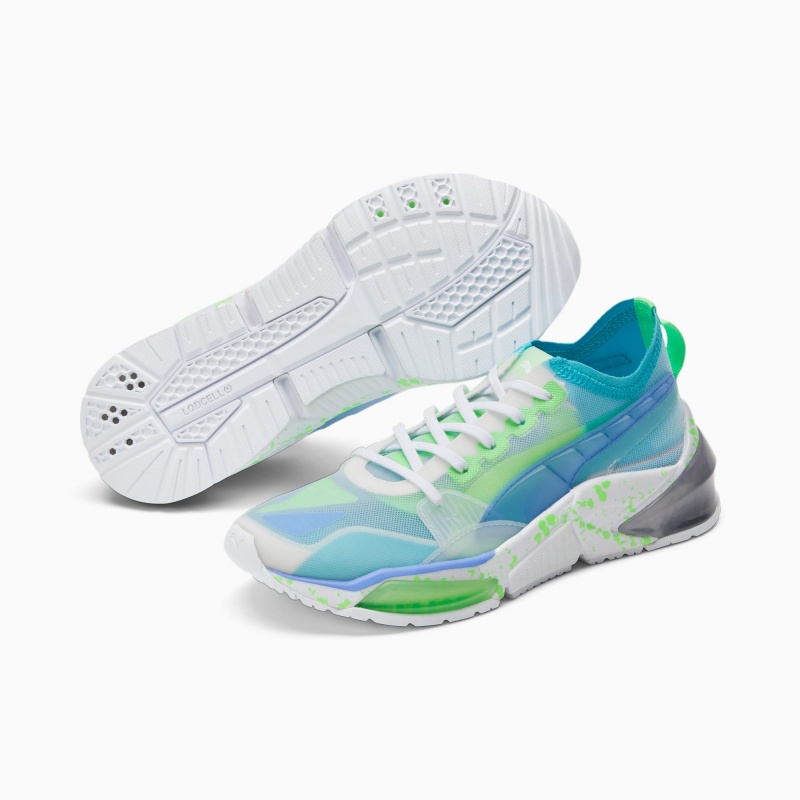Tenis Training Puma LQDCELL Optic Sheer GID Blancos Morados Verdes | 68137KOAD