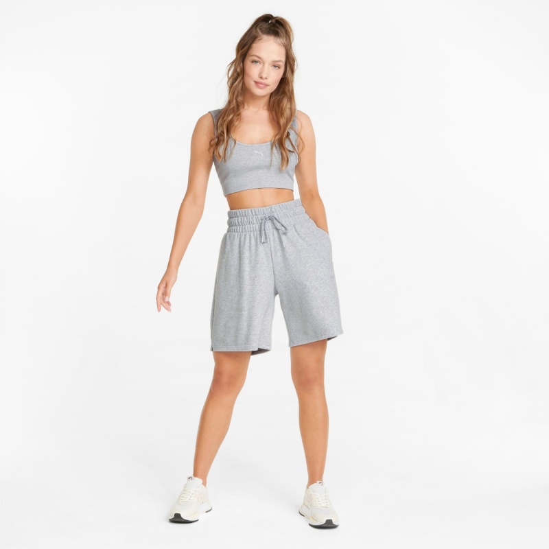 Top Puma Classics Acanalado Crop Azules | 03957MOYN