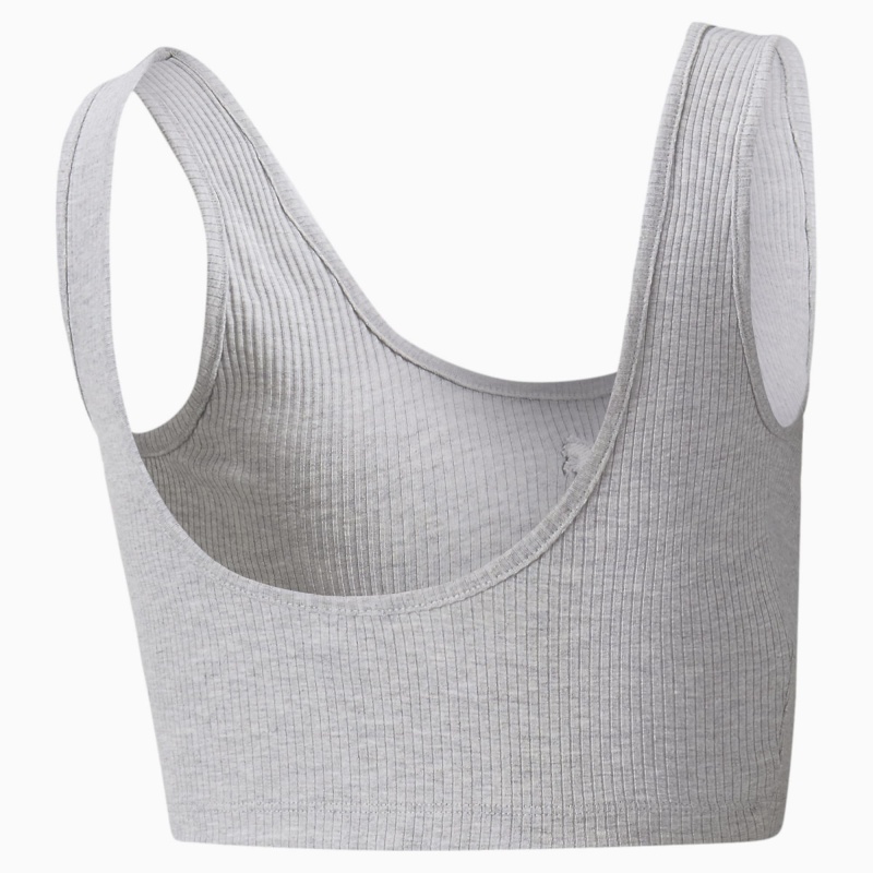 Top Puma Classics Acanalado Crop Azules | 03957MOYN
