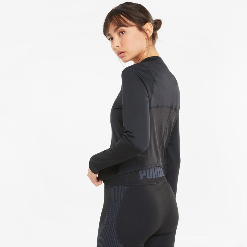 Top Puma Eversculpt Zip Long Sleeve Entrenamiento Negros | 97246CXSA