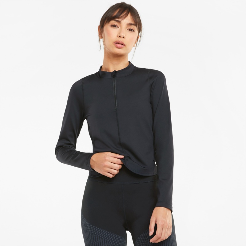 Top Puma Eversculpt Zip Long Sleeve Entrenamiento Negros | 97246CXSA