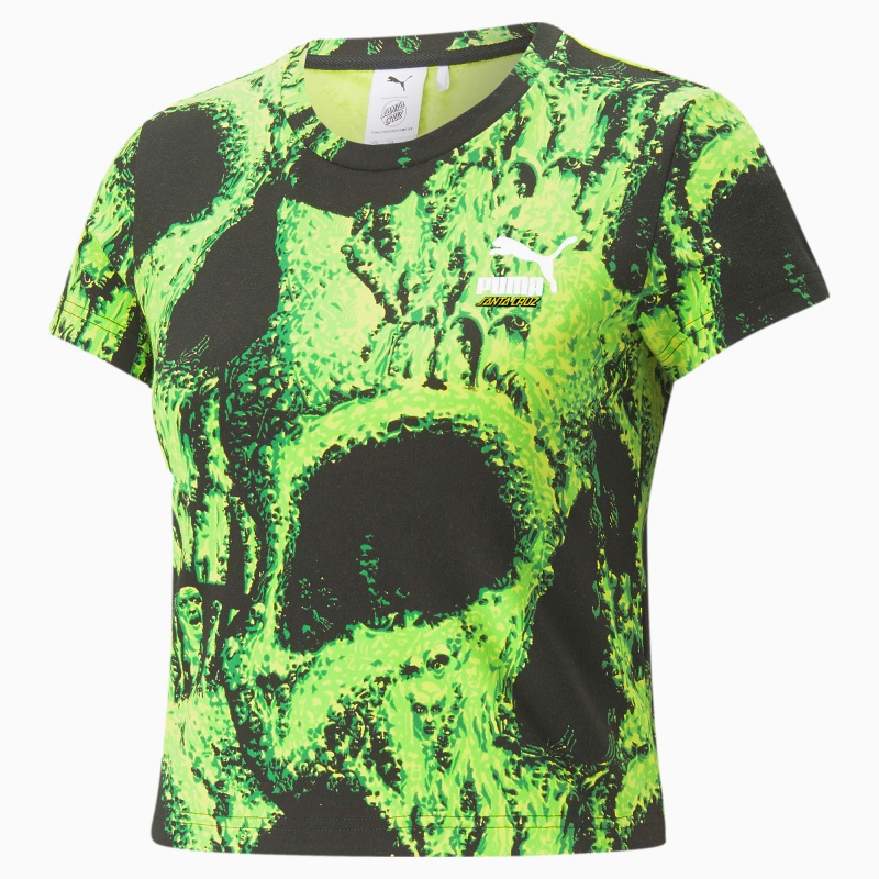 Top Puma PUMA x SANTA CRUZ Printed Crop Blancos | 41726LZRW