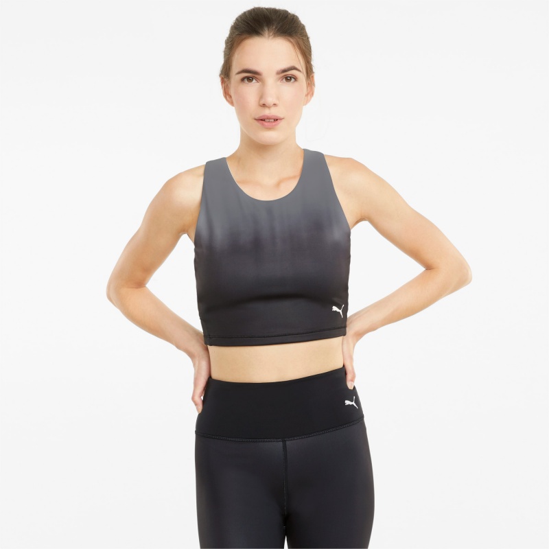 Top Puma Studio Ombre Racerback Entrenamiento Crop Negros | 76389TMJI