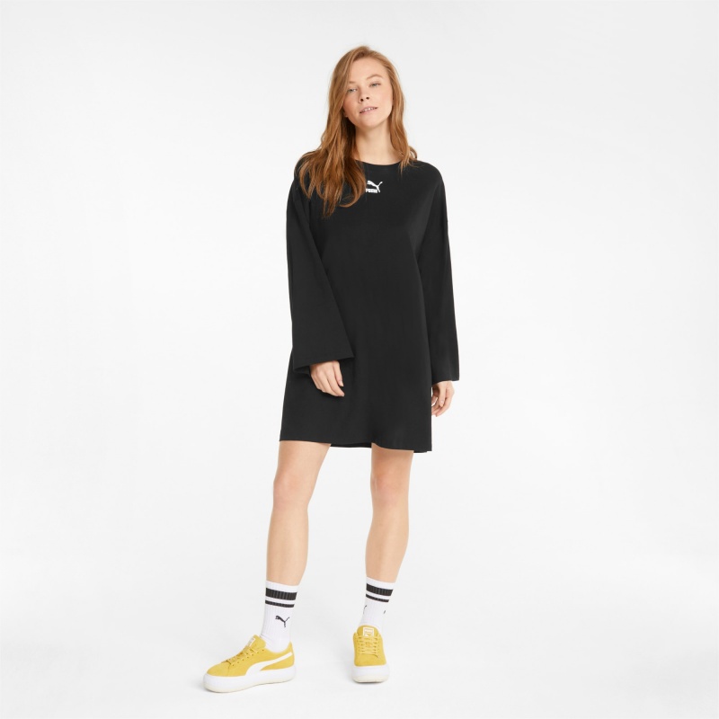 Vestido Puma Classics Long Sleeve Tee Negros | 05297QOWX