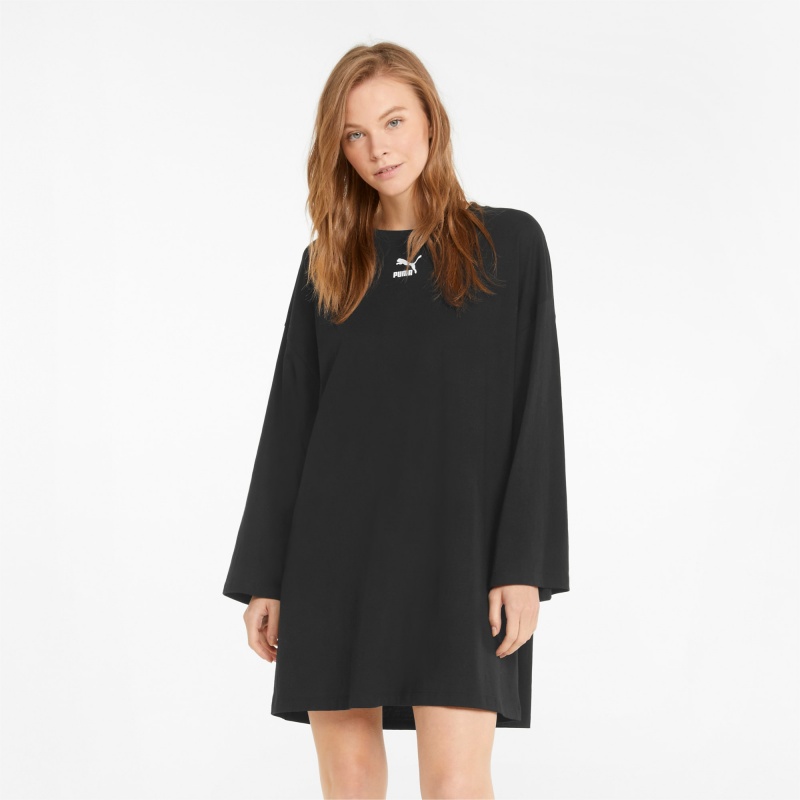 Vestido Puma Classics Long Sleeve Tee Negros | 05297QOWX
