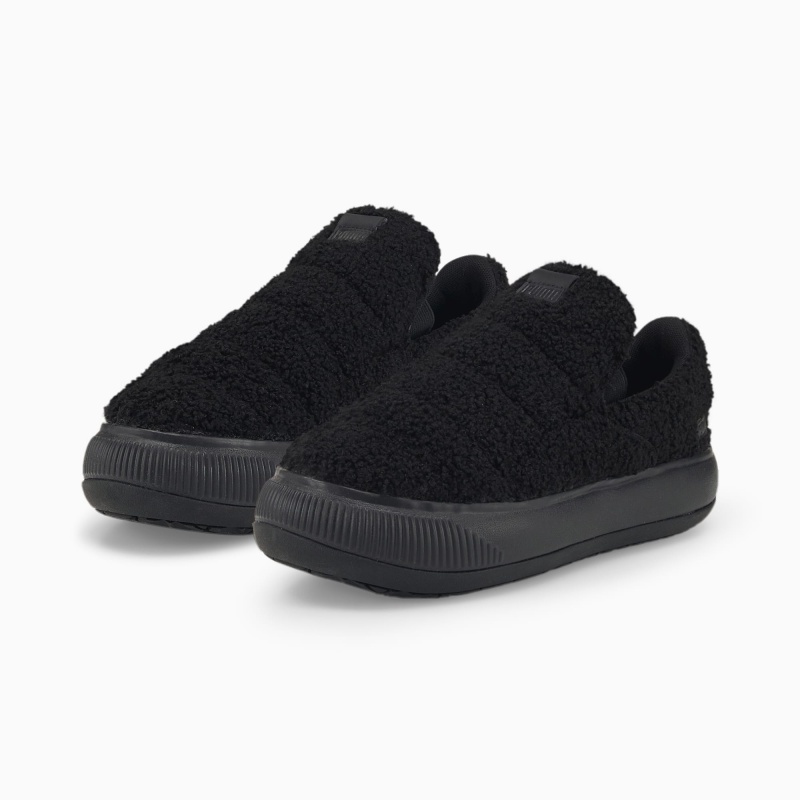 Zapatos Puma Suede Mayu Slip-On Teddy Negros | 02176BKUS